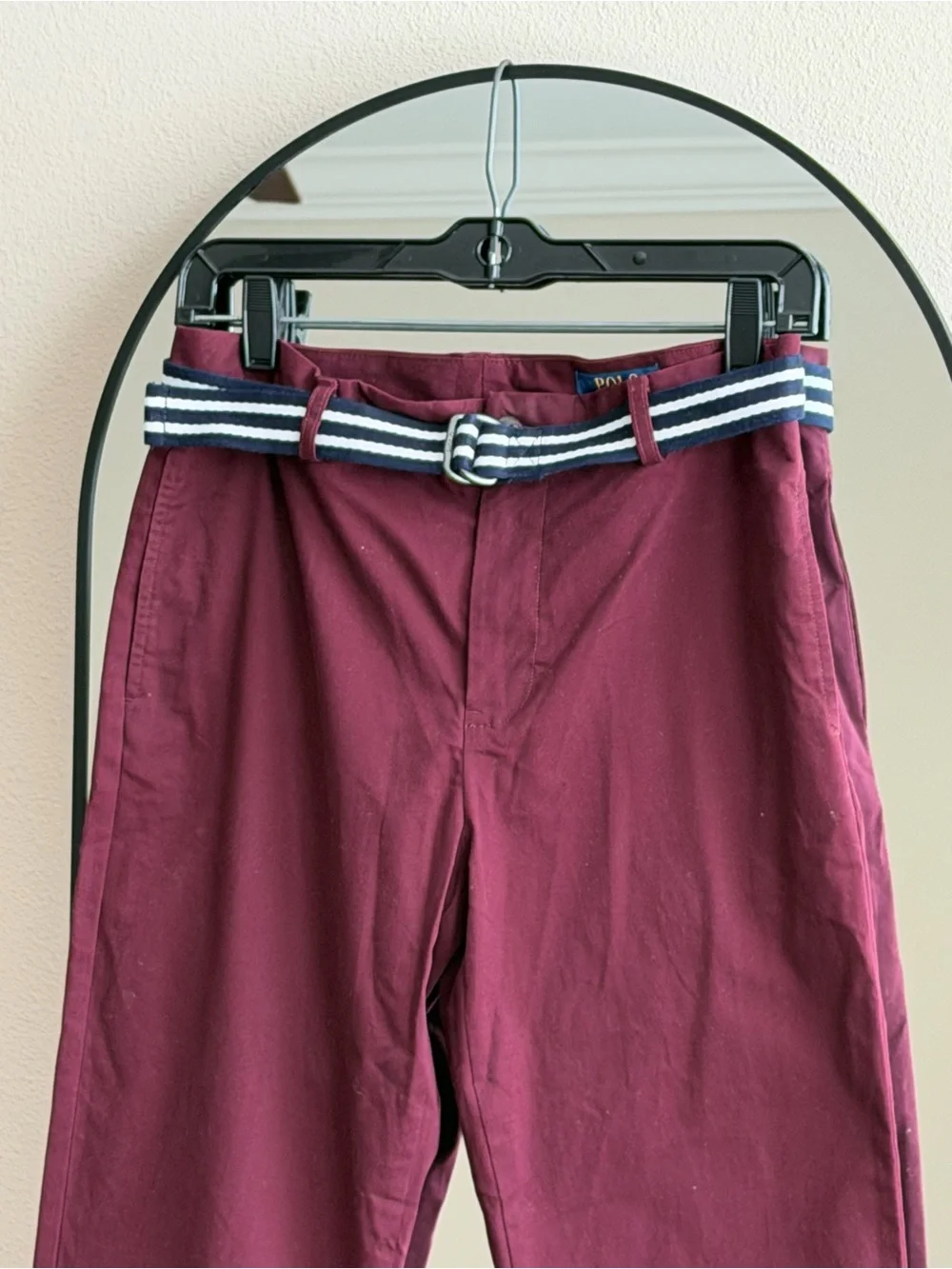 Polo Ralph Lauren Boys Size 18 Burgundy Chino Pants NWT Belted